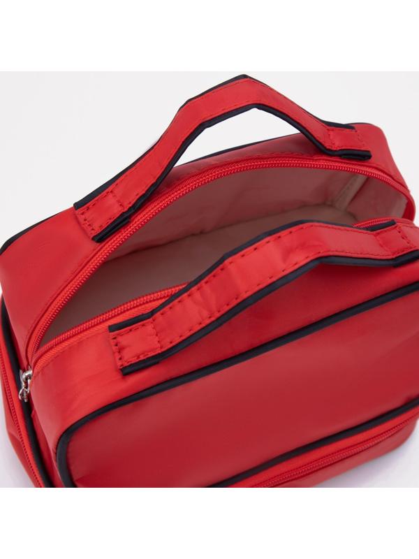 Косметичка, 2 отдела на молниях, цвет красный