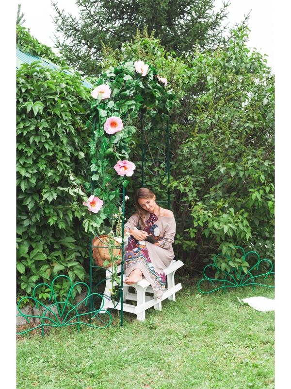 Арка садовая, разборная, 250 × 120 × 30 см, металл, зелёная, «Узор-1»