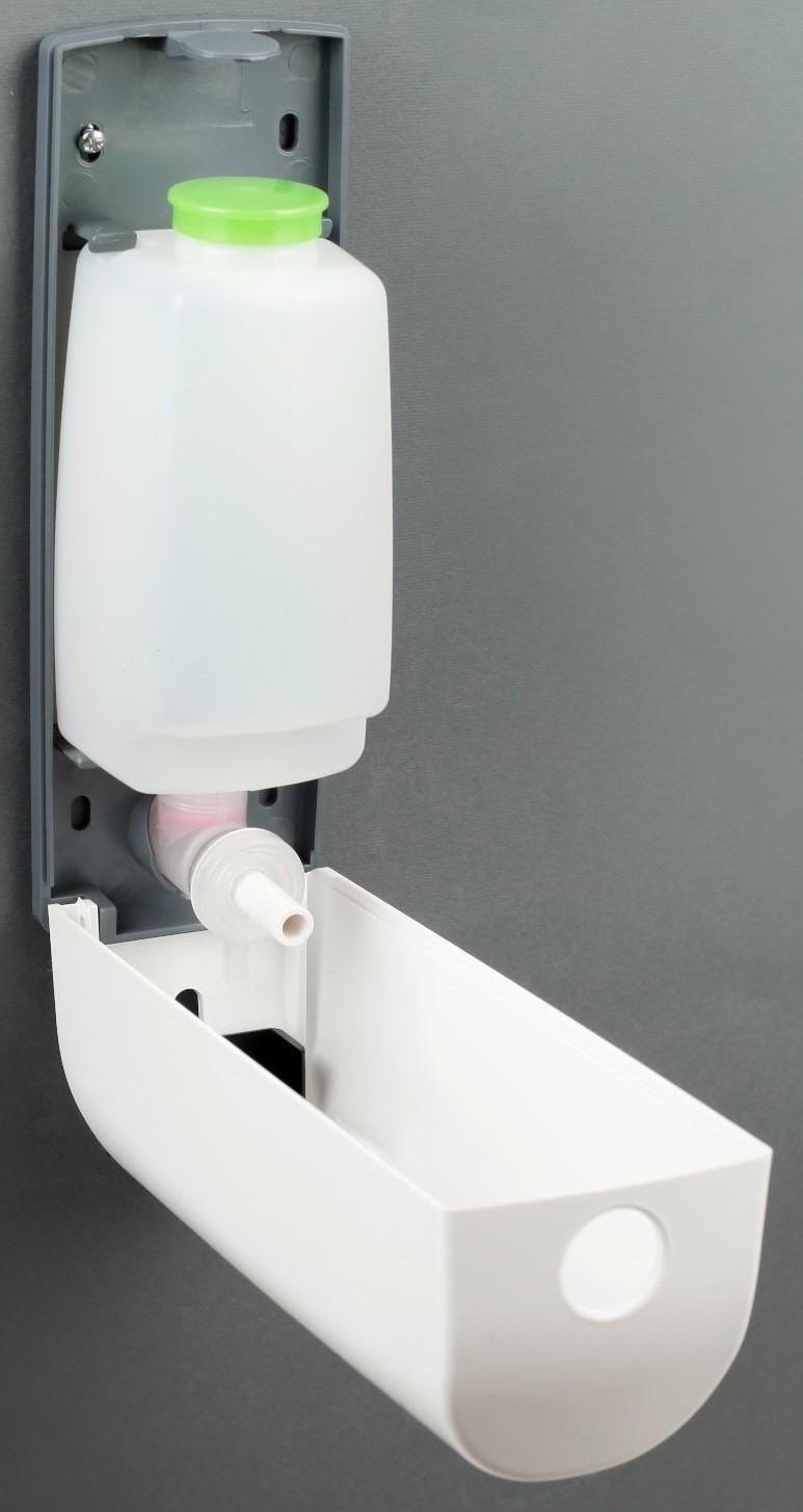 Диспенсер для антисептика/жидкого мыла механический 370 мл, пластик, цвет белый