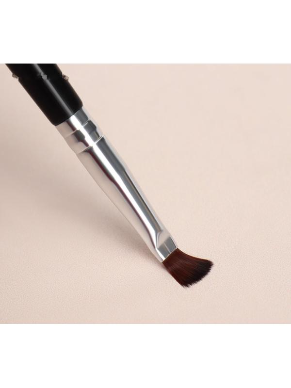 Кисть для макияжа, компактная, 17,5 см, цвет чёрный/серебристый