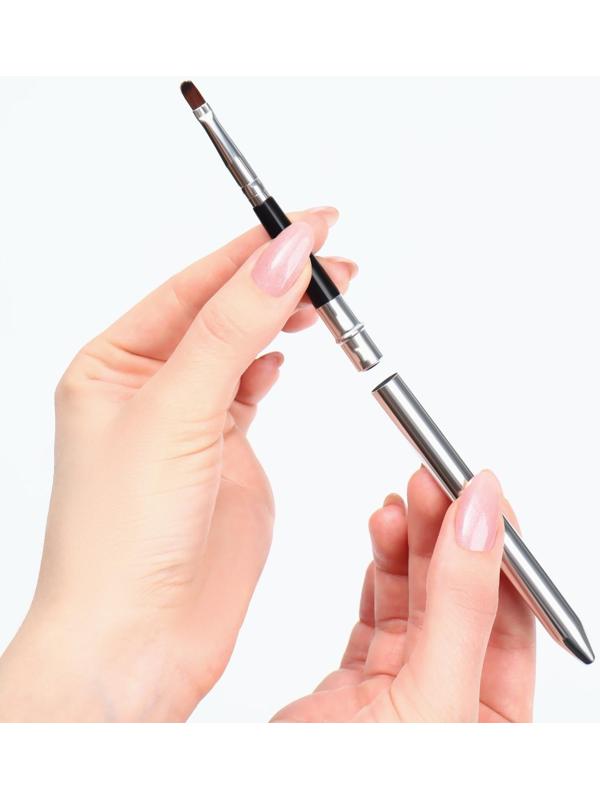 Кисть для макияжа, компактная, 17,5 см, цвет чёрный/серебристый