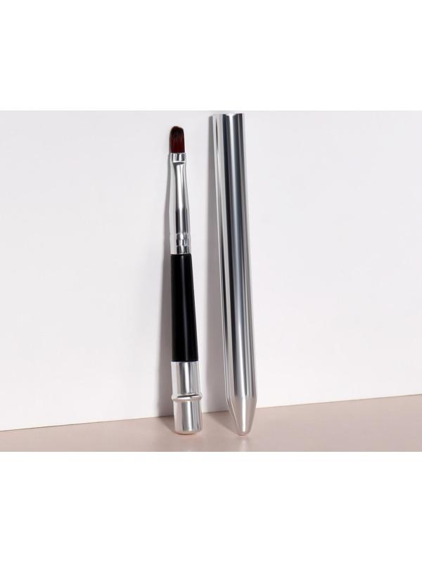 Кисть для макияжа, компактная, 17,5 см, цвет чёрный/серебристый