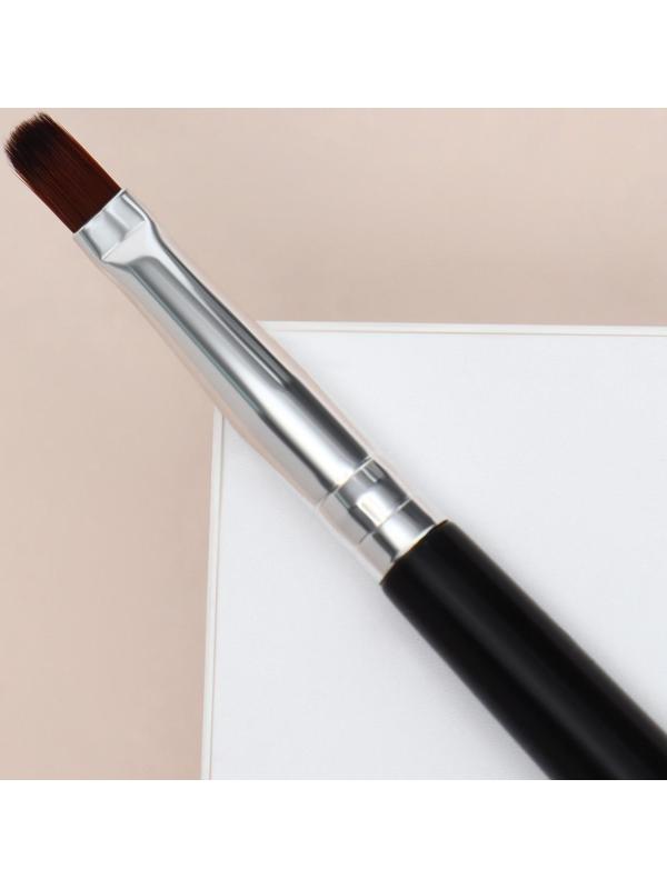 Кисть для макияжа, компактная, 17,5 см, цвет чёрный/серебристый