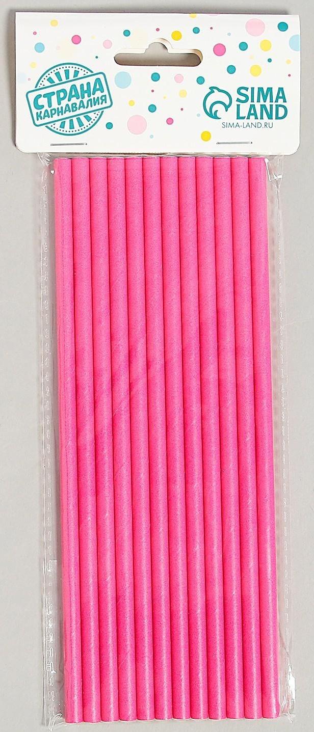 Трубочки для коктейля, набор 12 шт., цвет ярко-розовый