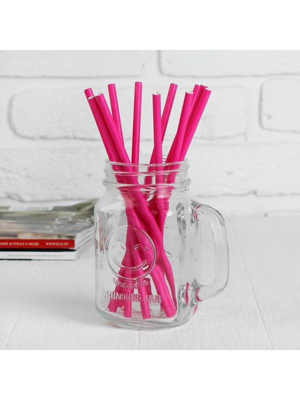 Трубочки для коктейля, набор 12 шт., цвет ярко-розовый