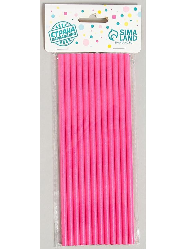 Трубочки для коктейля, набор 12 шт., цвет ярко-розовый