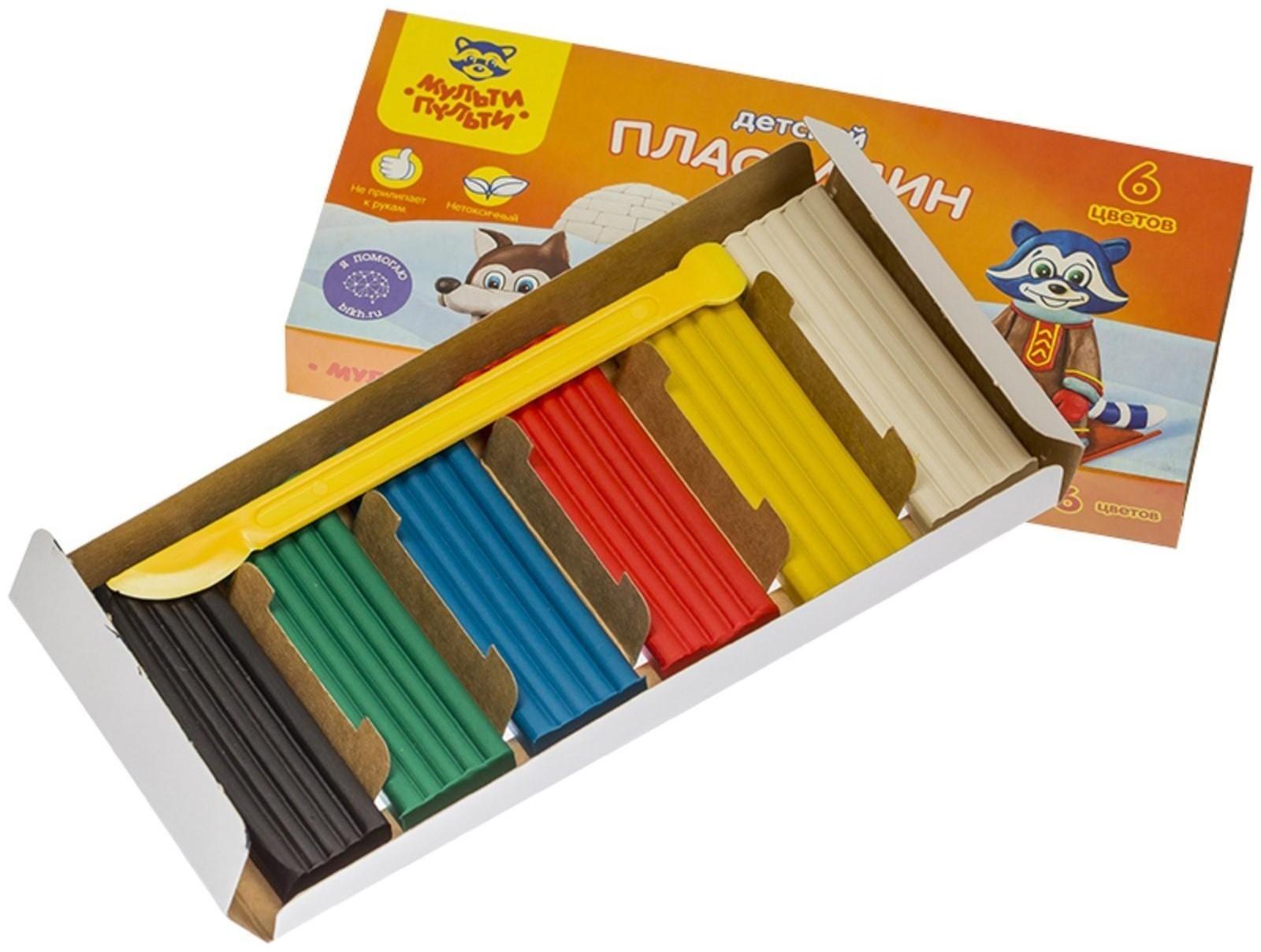 Пластилин 6 цветов 90 г, Мульти-пульти 