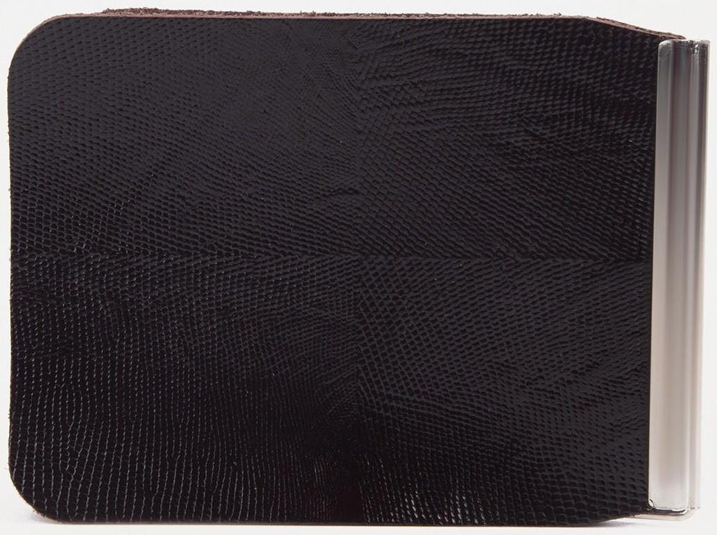 Зажим для купюр, с металлическим зажимом, игуана, цвет коричневый