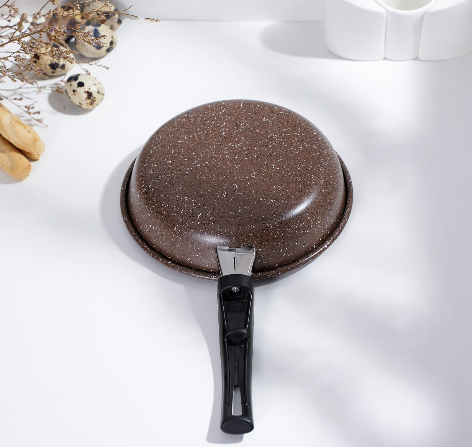 Сковорода Rock, d=17 см, пластиковая ручка, антипригарное покрытие, цвет коричневый