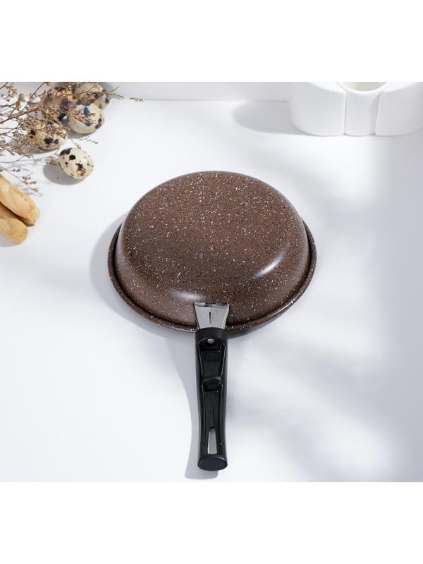 Сковорода Rock, d=17 см, пластиковая ручка, антипригарное покрытие, цвет коричневый