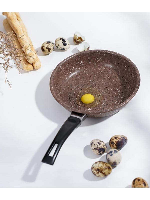 Сковорода Rock, d=17 см, пластиковая ручка, антипригарное покрытие, цвет коричневый