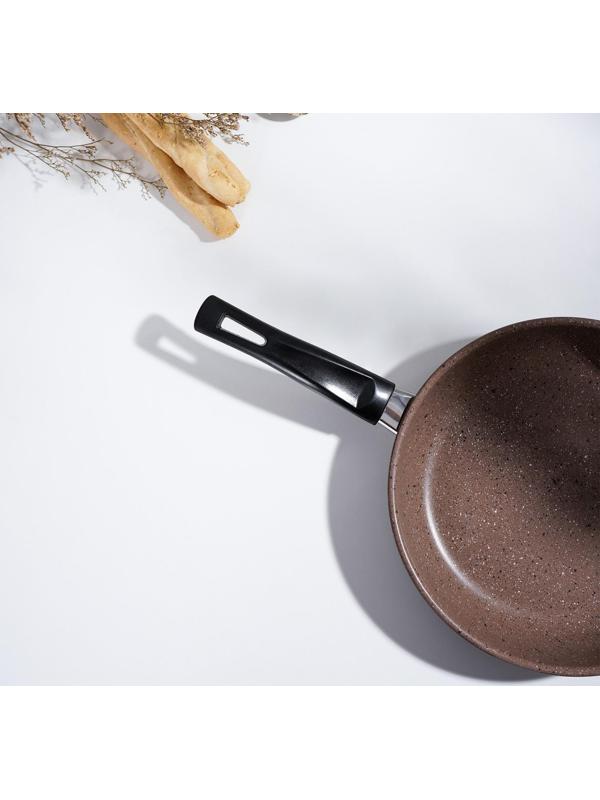 Сковорода Rock, d=17 см, пластиковая ручка, антипригарное покрытие, цвет коричневый
