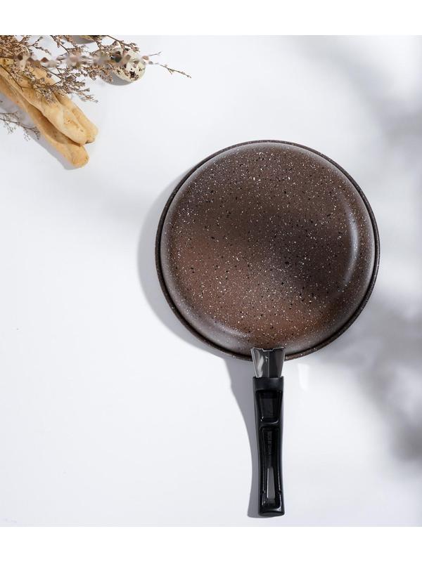 Сковорода Rock, d=17 см, пластиковая ручка, антипригарное покрытие, цвет коричневый