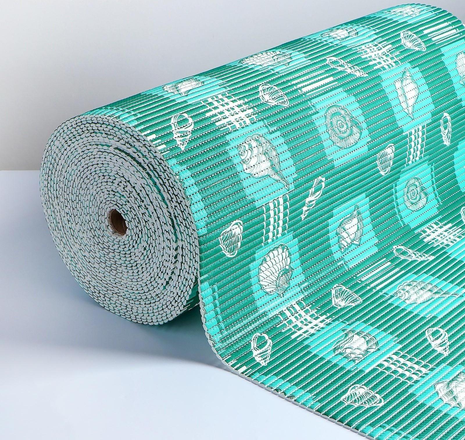 Коврик для ванной комнаты «Морской», ширина 65 см, рулон 15 м, цвет зелёный
