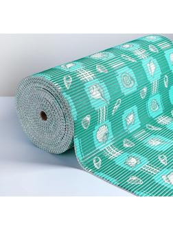 Коврик для ванной комнаты «Морской», ширина 65 см, рулон 15 м, цвет зелёный