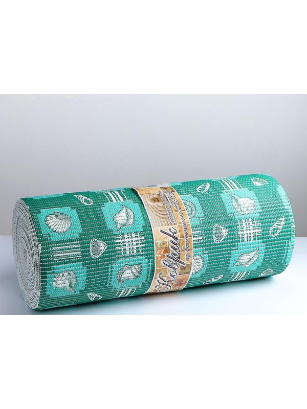 Коврик для ванной комнаты «Морской», ширина 65 см, рулон 15 м, цвет зелёный