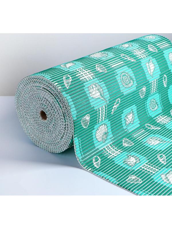 Коврик для ванной комнаты «Морской», ширина 65 см, рулон 15 м, цвет зелёный