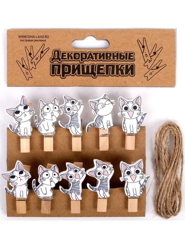 Набор для фото и декора «Котята», в наборе прищепки 10 шт., верёвка 100 см