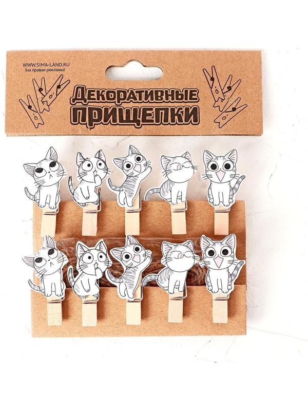 Набор для фото и декора «Котята», в наборе прищепки 10 шт., верёвка 100 см