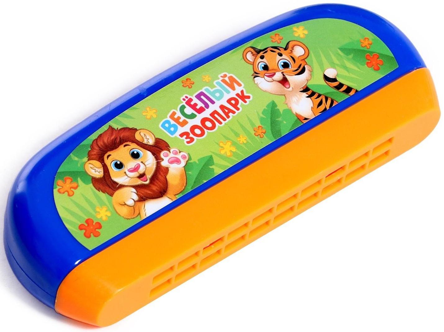 Набор музыкальных инструментов «Весёлый зоопарк»: бубен, 2 маракаса, губная гармошка