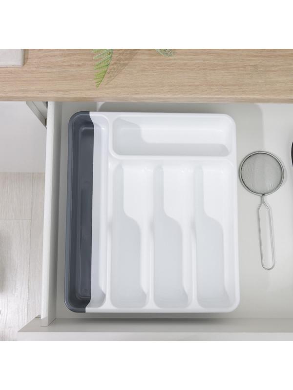 Лоток раздвижной, цвет белый/антрацит