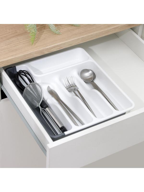 Лоток раздвижной, цвет белый/антрацит