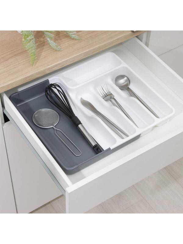 Лоток раздвижной, цвет белый/антрацит