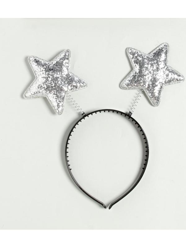 Карнавальный ободок «Звёзды», цвет серебряный
