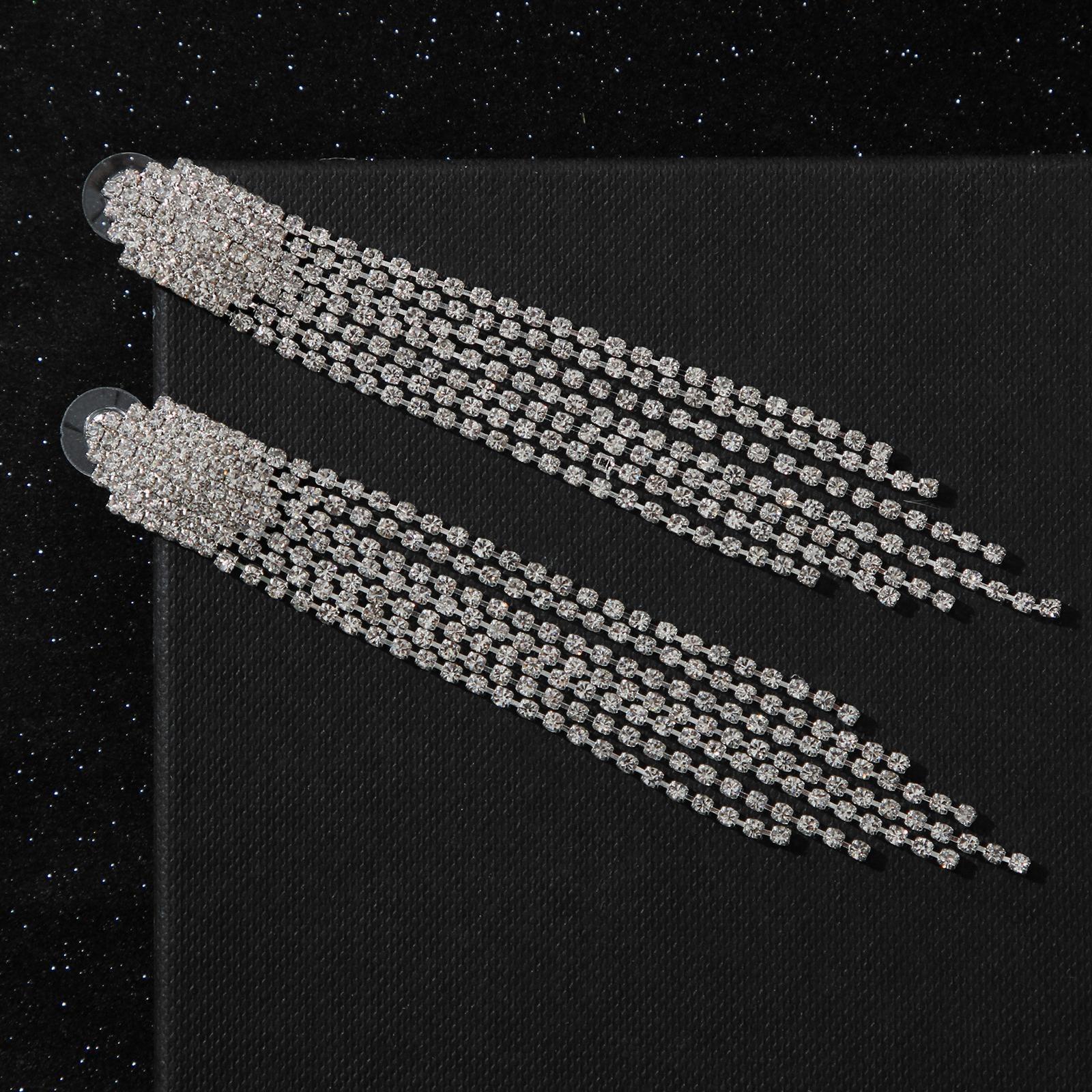 Серьги висячие со стразами 