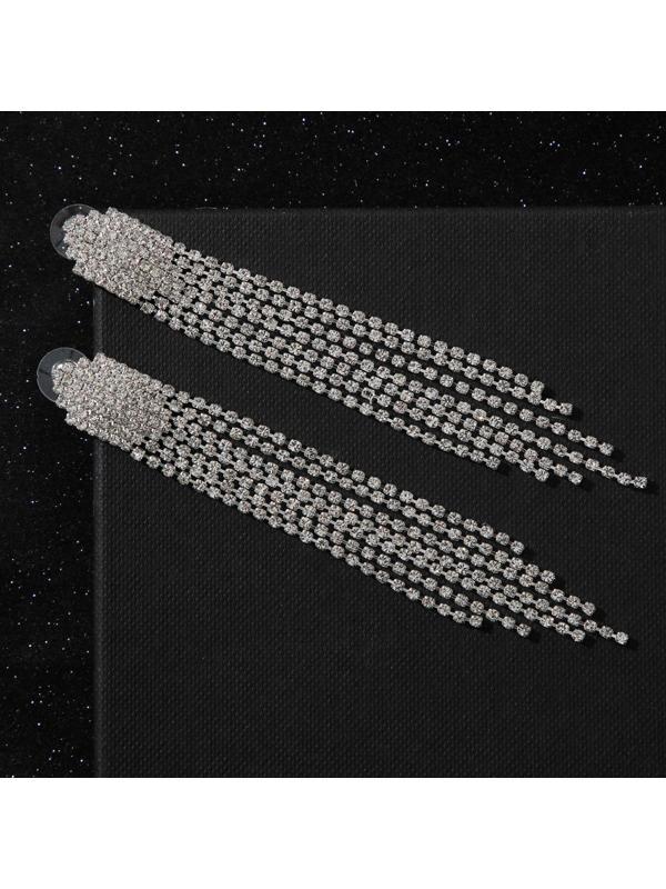 Серьги висячие со стразами 