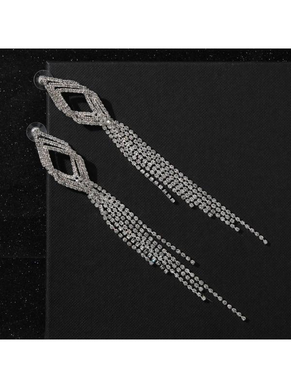 Серьги висячие со стразами 