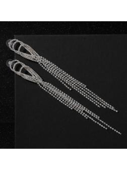 Серьги висячие со стразами 