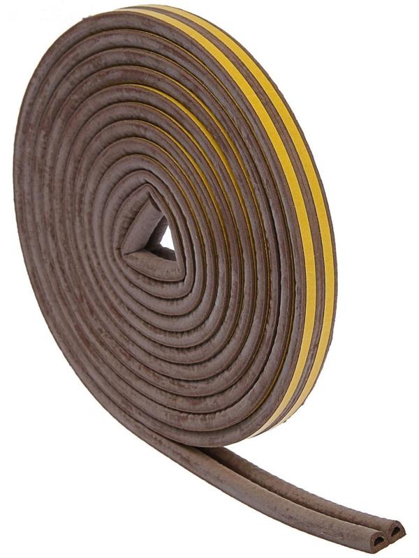 Уплотнитель резиновый ТУНДРА, профиль D, размер 9х8 мм, коричневый, в упаковке 10 м