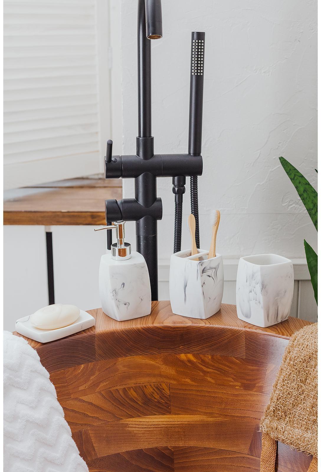 Набор аксессуаров для ванной комнаты «Мрамор», 4 предмета (дозатор 190 мл, мыльница, 2 стакана 290 мл)