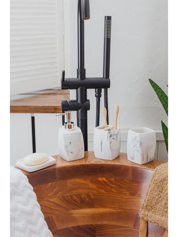 Набор аксессуаров для ванной комнаты «Мрамор», 4 предмета (дозатор 190 мл, мыльница, 2 стакана 290 мл)