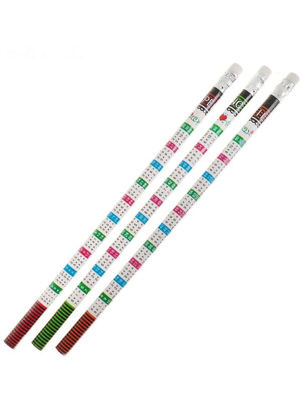 Набор чернографитных карандашей с ластиком и таблицей умножения, 4 штуки