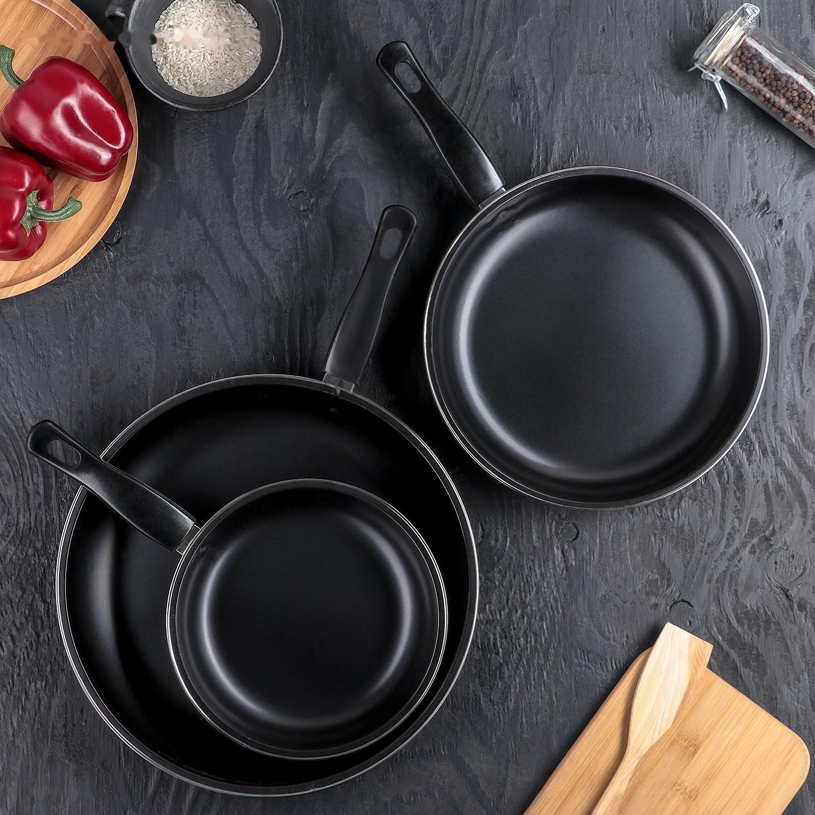 Набор сковород «Жаклин», 3 предмета: 20/25/30×4 см, антипригарное покрытие, цвет чёрный