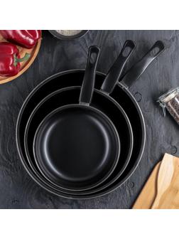 Набор сковород «Жаклин», 3 предмета: 20/25/30×4 см, антипригарное покрытие, цвет чёрный