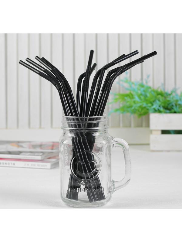 Трубочка для коктейля, набор 12 шт., цвет чёрный