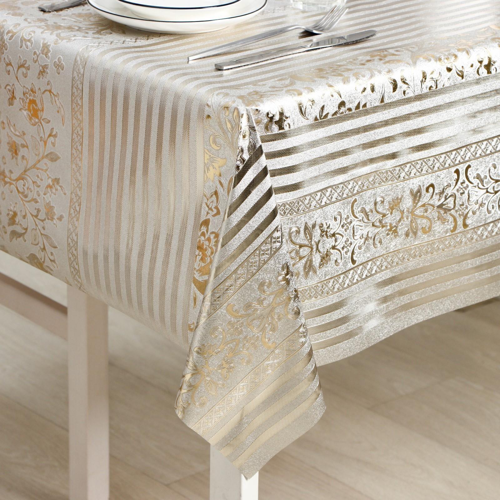Клеёнка столовая на тканевой основе «Винтаж», ширина 137 см, рулон 20 метров, цвет золотой