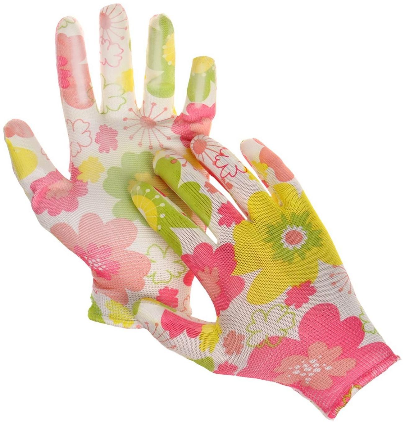 Перчатки нейлоновые, с нитриловым полуобливом, размер 8, цвет МИКС, Greengo