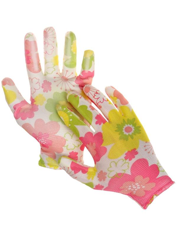 Перчатки нейлоновые, с нитриловым полуобливом, размер 8, цвет МИКС, Greengo