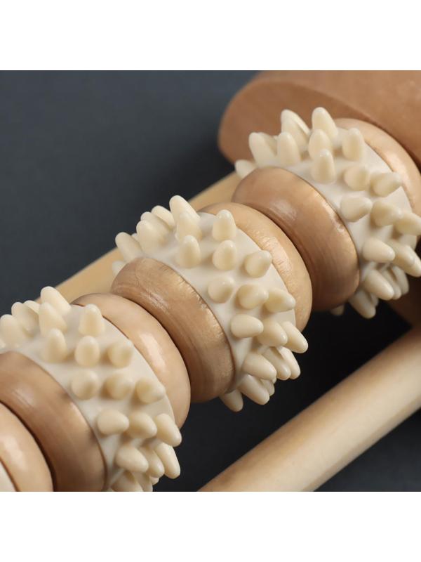 Массажёр «Ножное счастье», 14,5 × 8,5 × 5 см, деревянный, 4 колеса с шипами