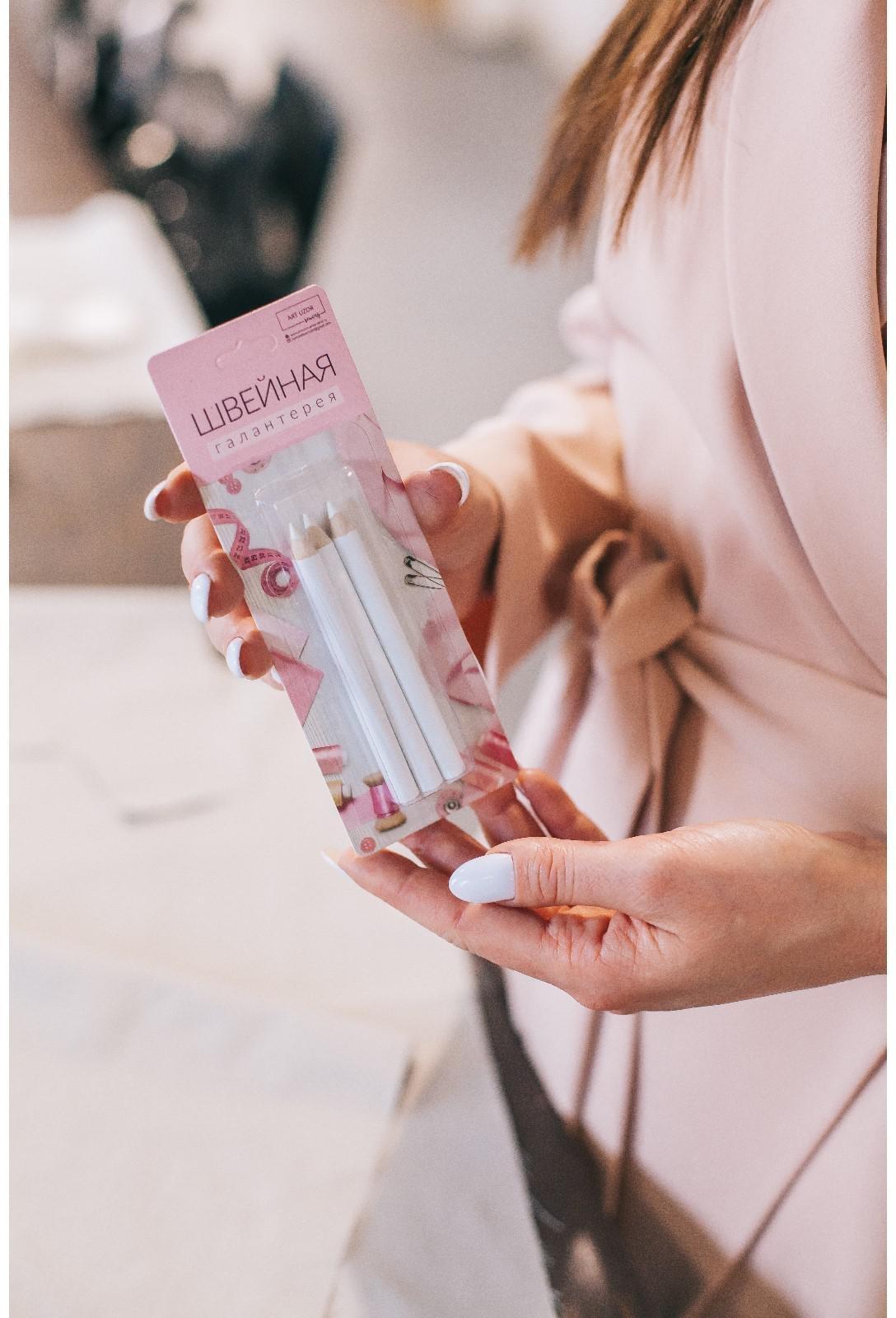 Карандаши для ткани, 8,5 см, 3 шт, цвет белый