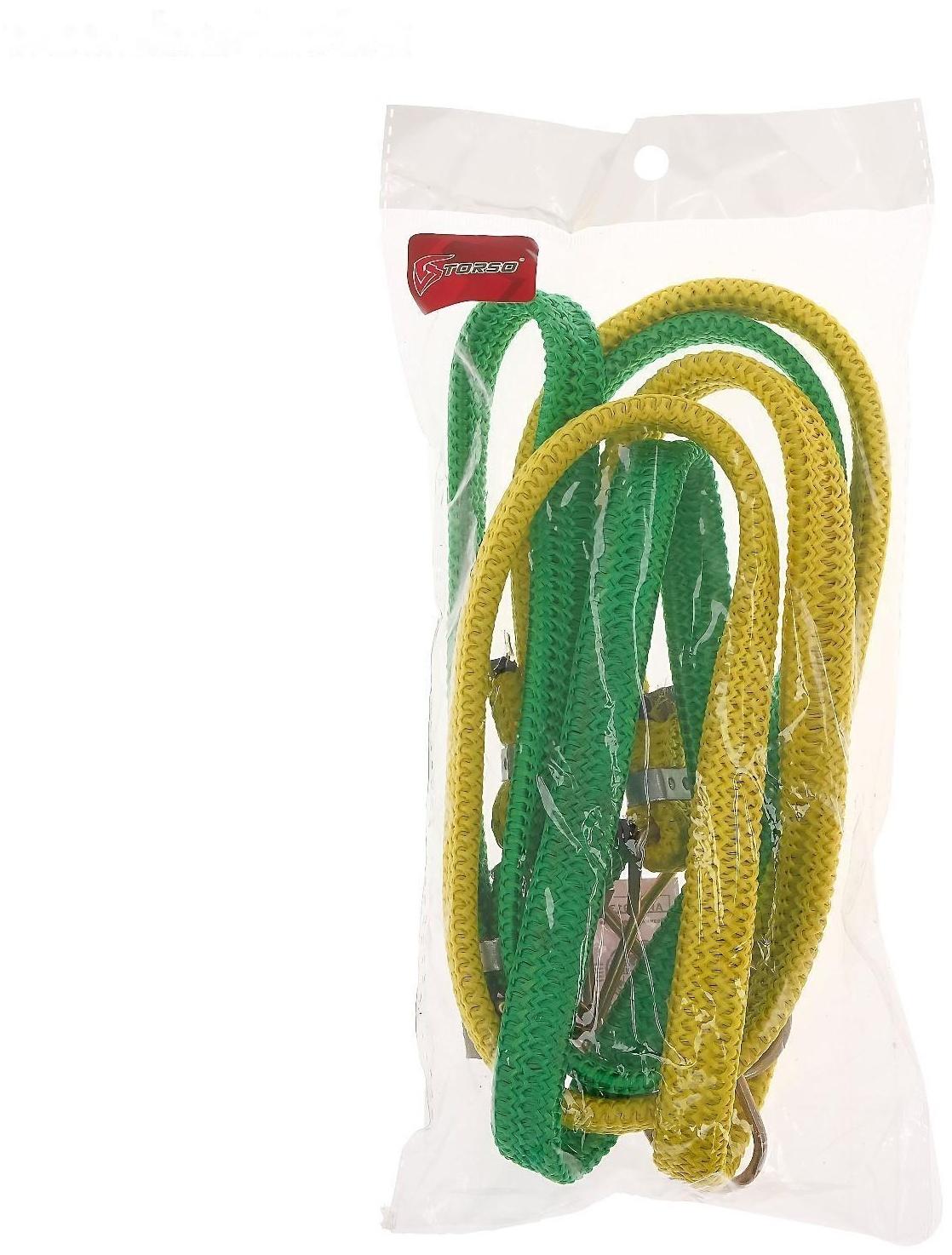 Резинка для крепления багажа TORSO 120 см, d1.75 мм, металлические крючки, набор 2 шт, МИКС