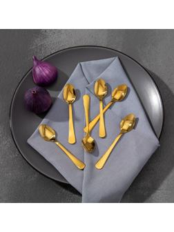 Набор ложек чайных из нержавеющей стали Доляна «Голд», h=13 см, 6 шт, цвет золотой