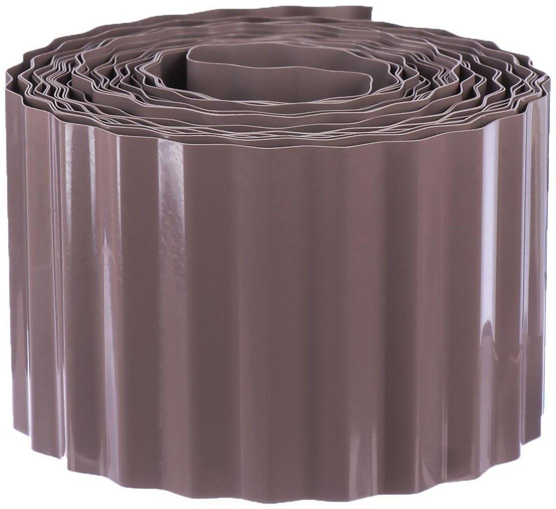 Лента бордюрная, 0.1 × 9 м, толщина 0,6 мм, пластиковая, гофра, тёмно-коричневая