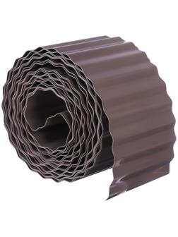 Лента бордюрная, 0.1 × 9 м, толщина 0,6 мм, пластиковая, гофра, тёмно-коричневая