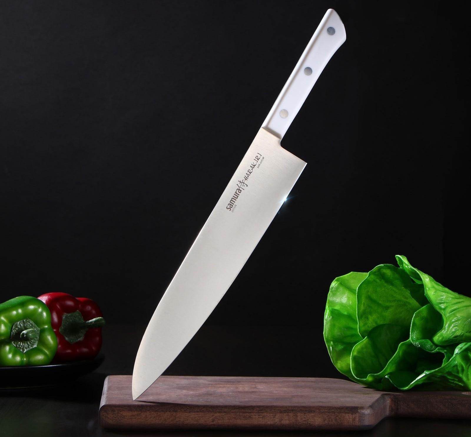 Нож кухонный Samura HARAKIRI, шеф, лезвие 24 см, белая рукоять