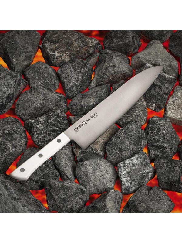 Нож кухонный Samura HARAKIRI, шеф, лезвие 24 см, белая рукоять